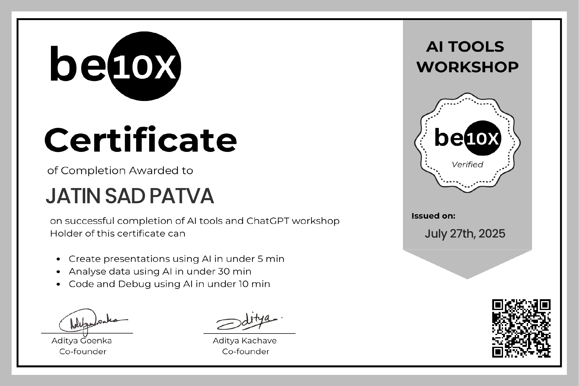 Certificate Preview