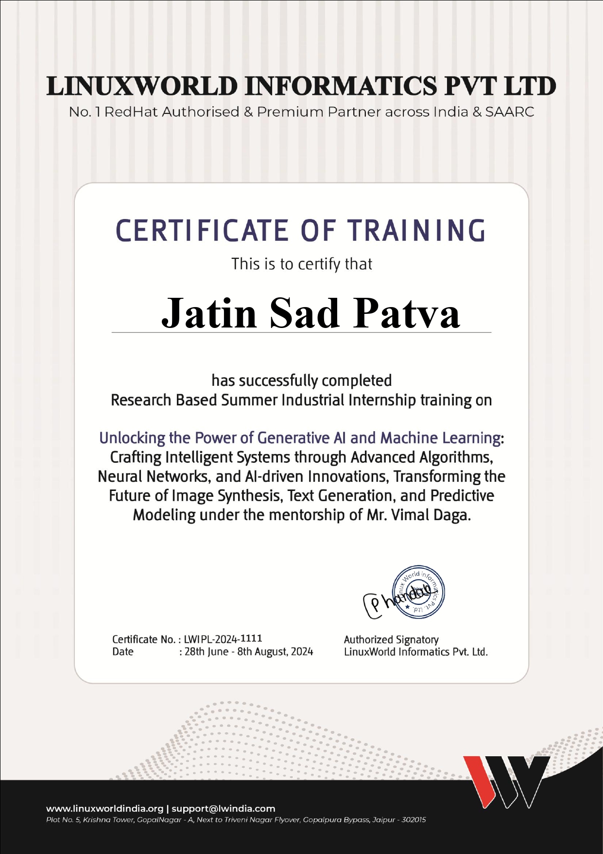 Certificate Preview