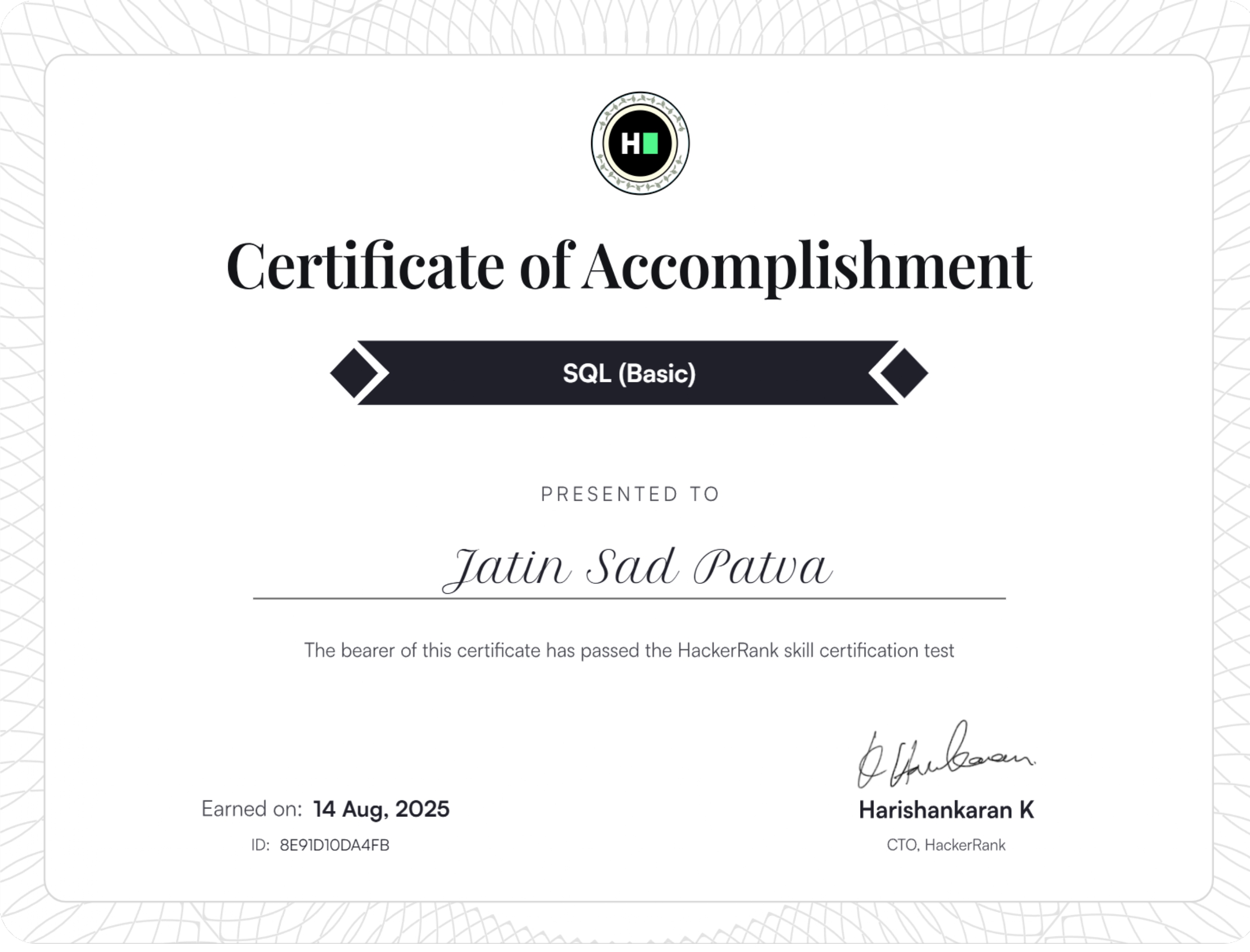 Certificate Preview
